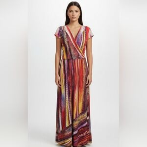 Ashley Stewart Dress Festival Maxi Grunge Boho Purple Orange 26/28